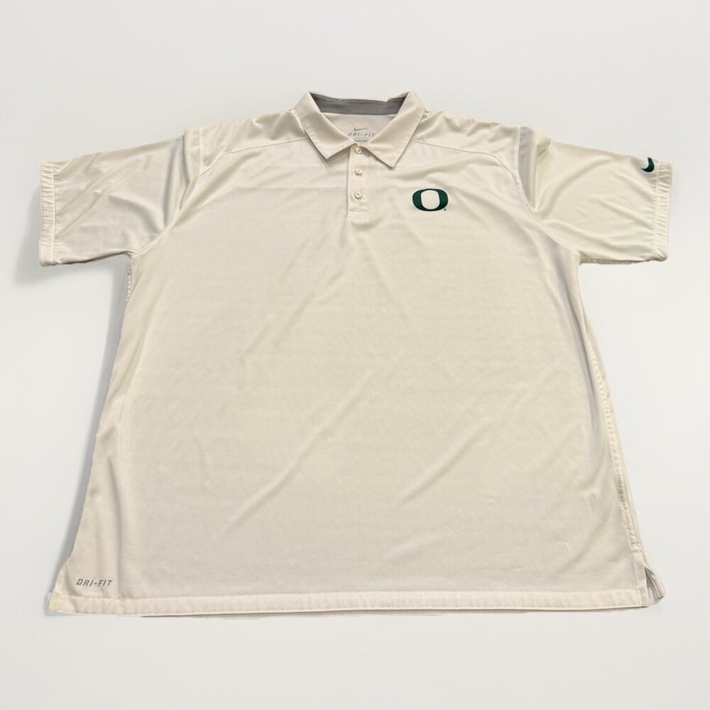 Nike Golf Mens White 1/4 Button Polo NCAA Oregon Ducks Short Sleeve Shirt XXL